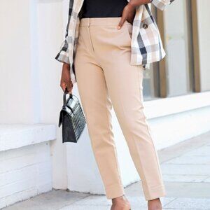 Ann Taylor The High Rise Ankle Pant Stretch Cotton Twill Neutral Tan Size 2 NWT